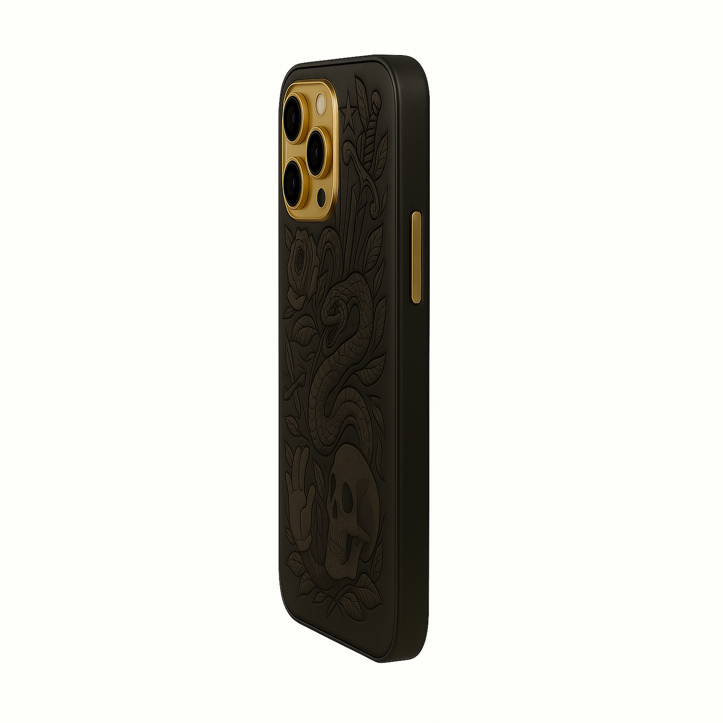 Neo-Tattoo – Embossed Black Leather Case for iPhone