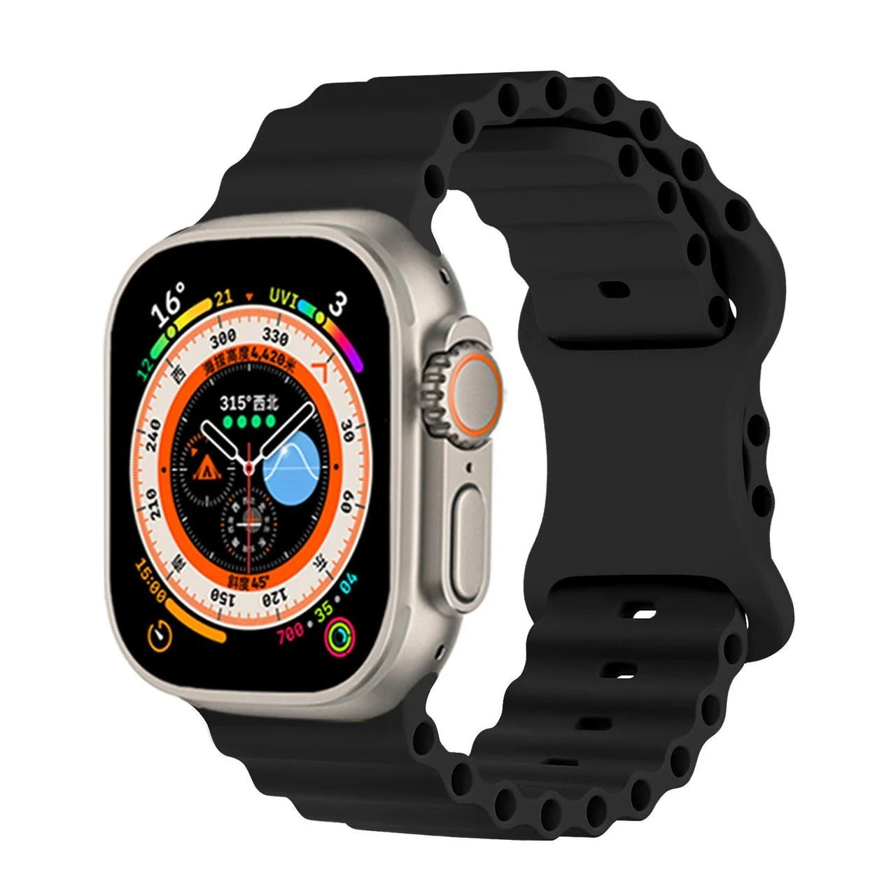 Silicone Black strap For Apple Watch