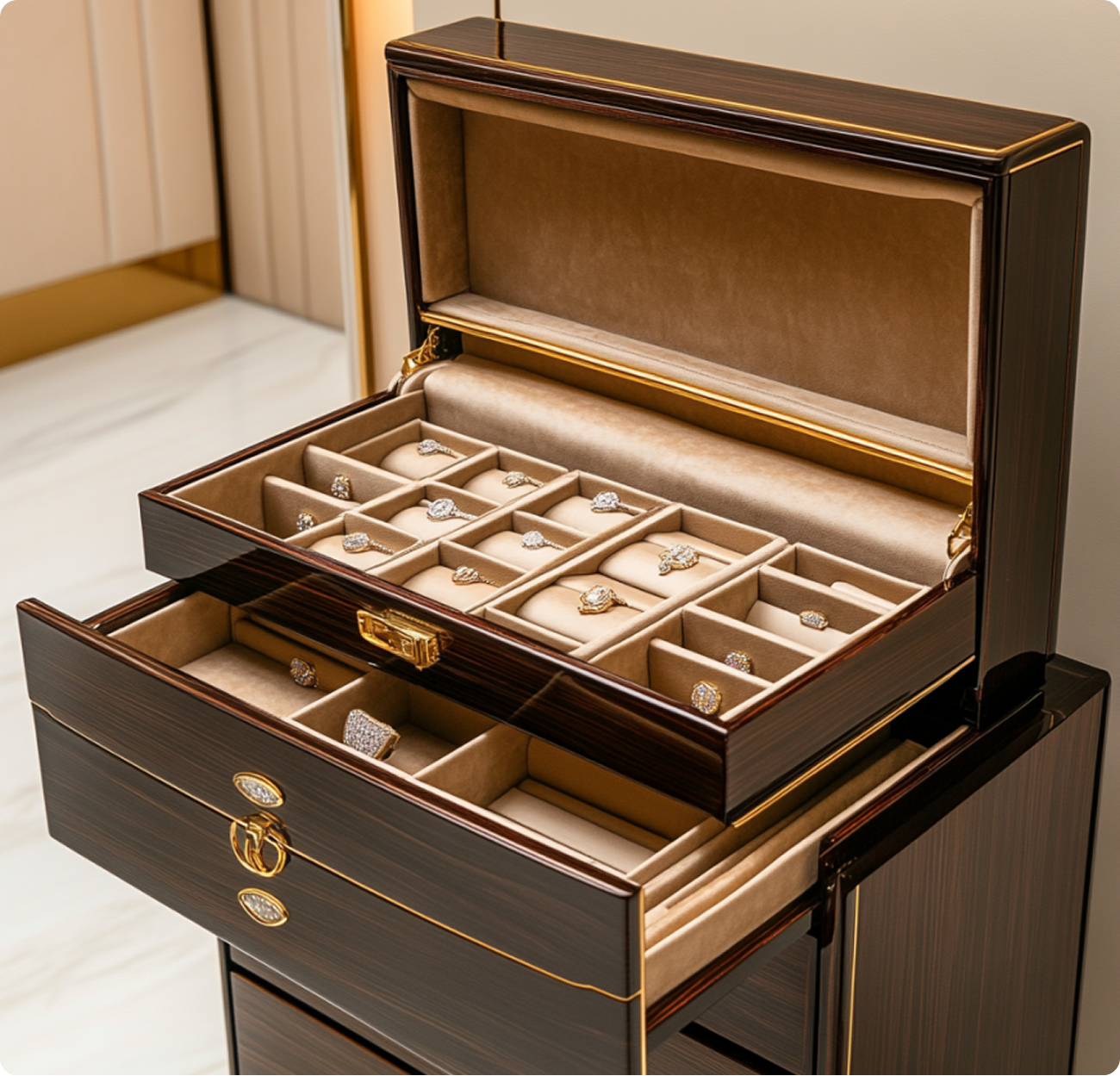 Wood queen jewelry cabinet