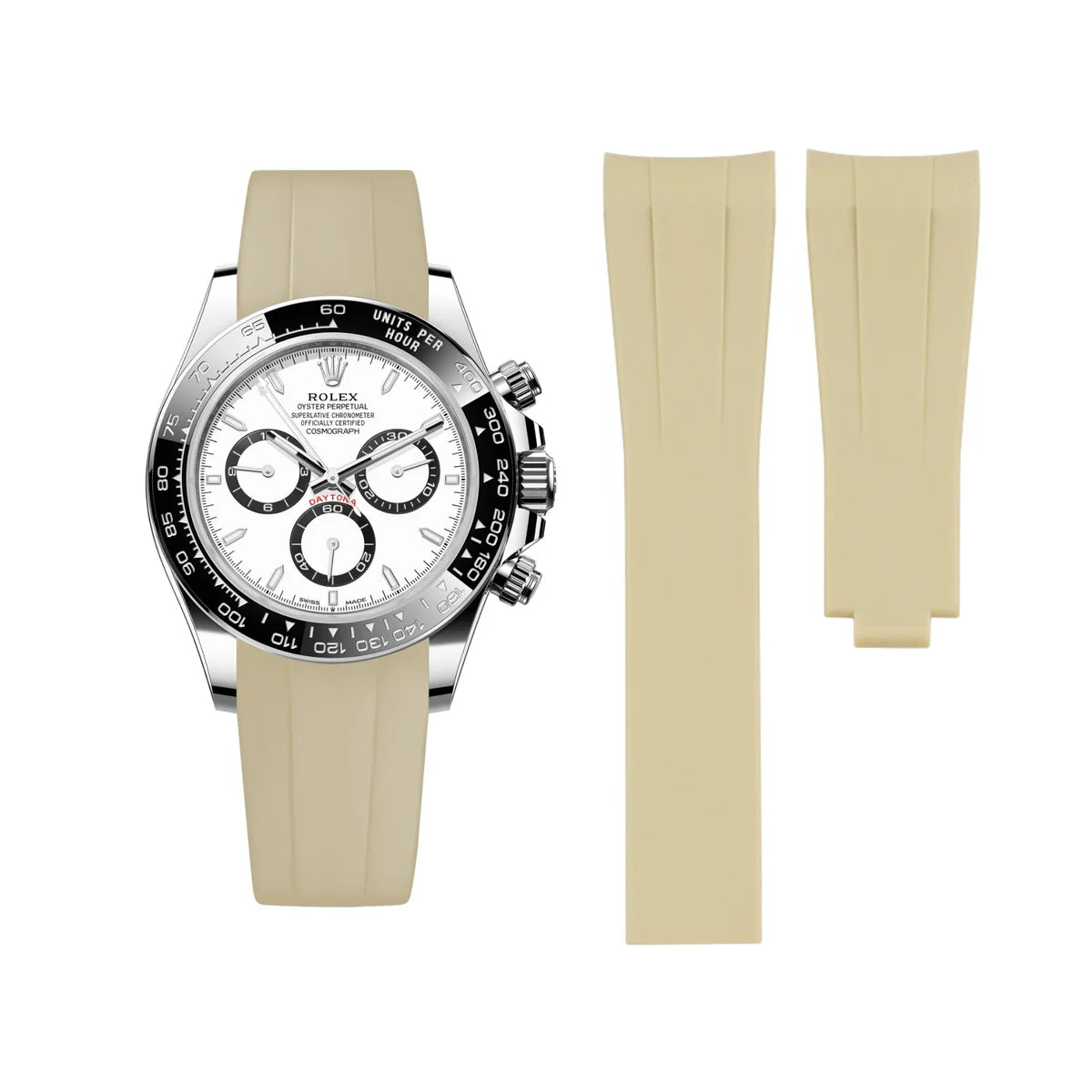 Rubber Strap - For Rolex Daytona - Beige