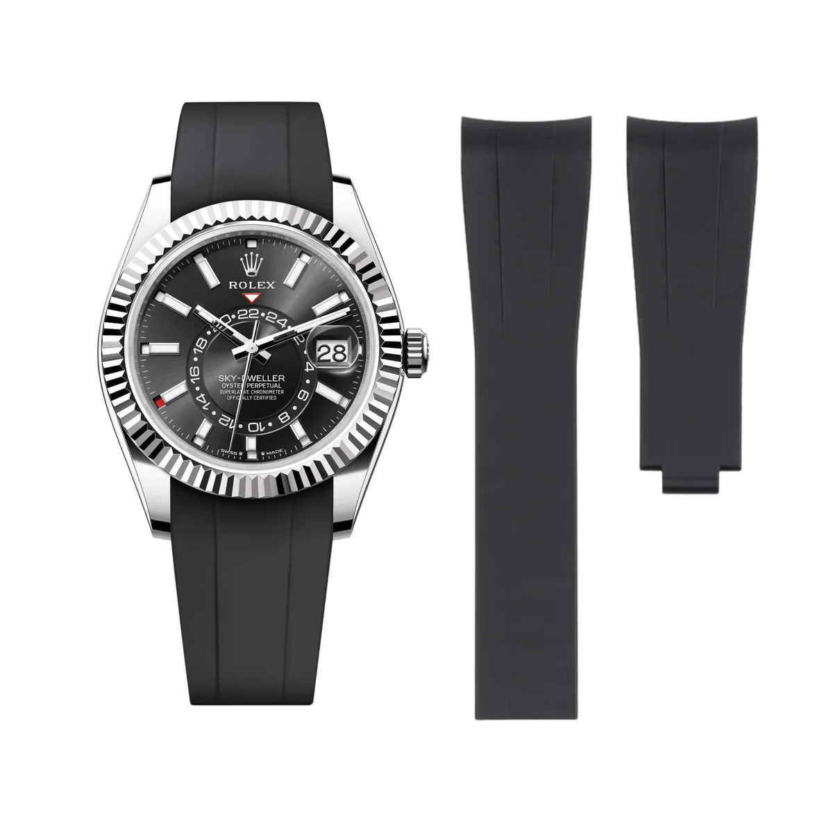 Rubber Strap - For Rolex Sky-Dweller - Black