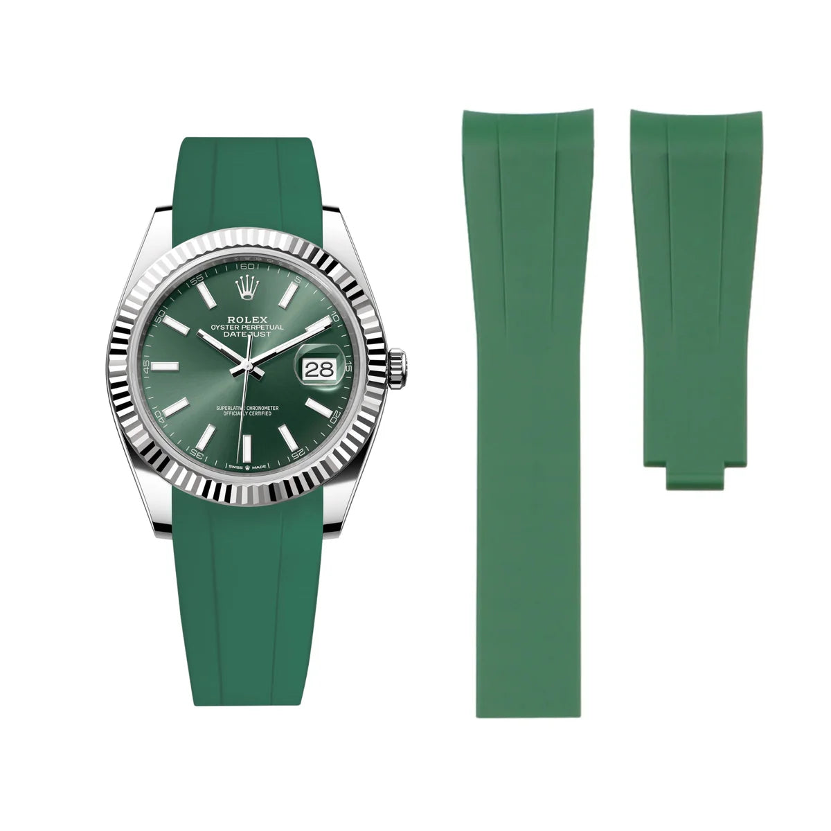 Rubber Strap - For Rolex Datejust 41mm - Green