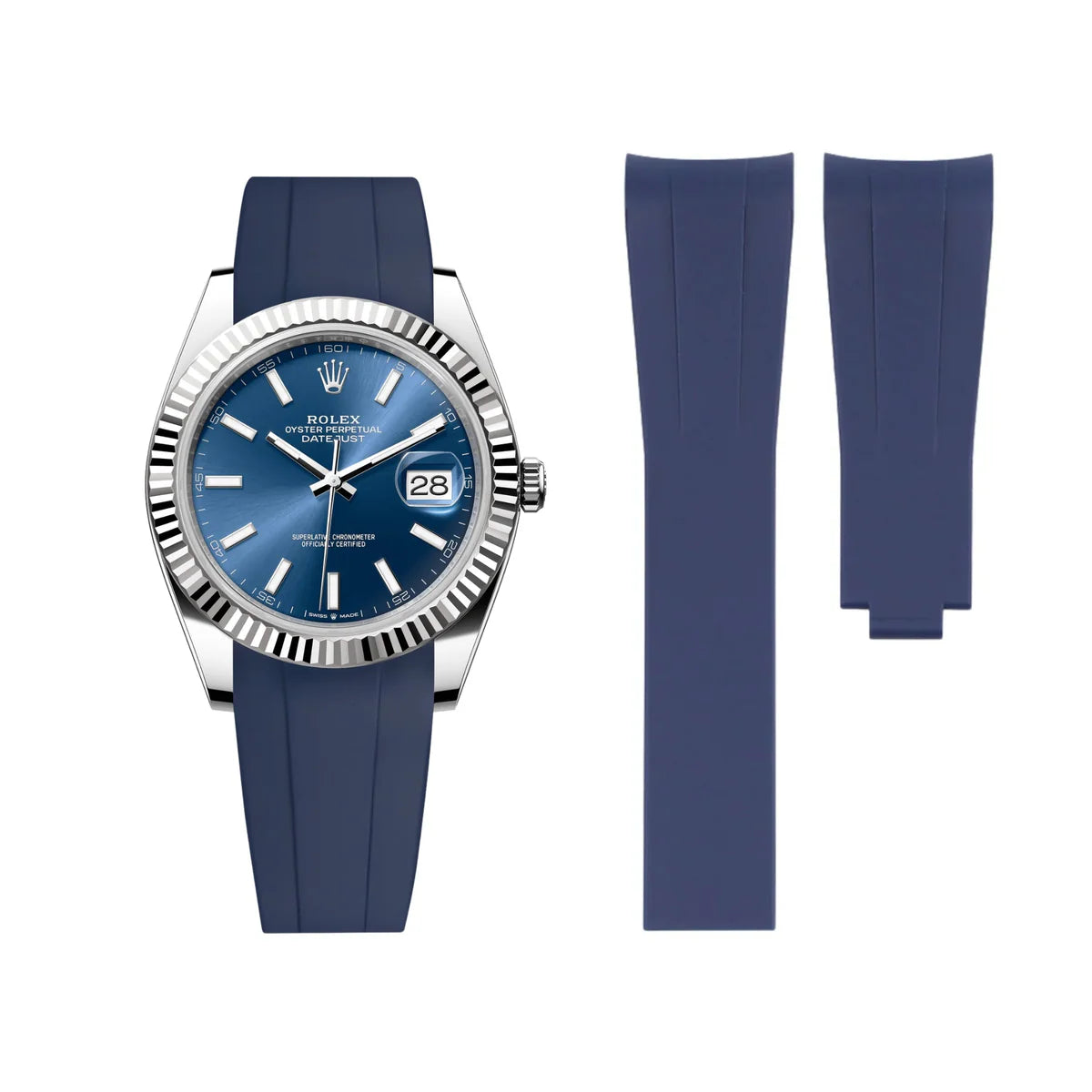 Rubber Strap - For Rolex Datejust 41mm - Navy Blue