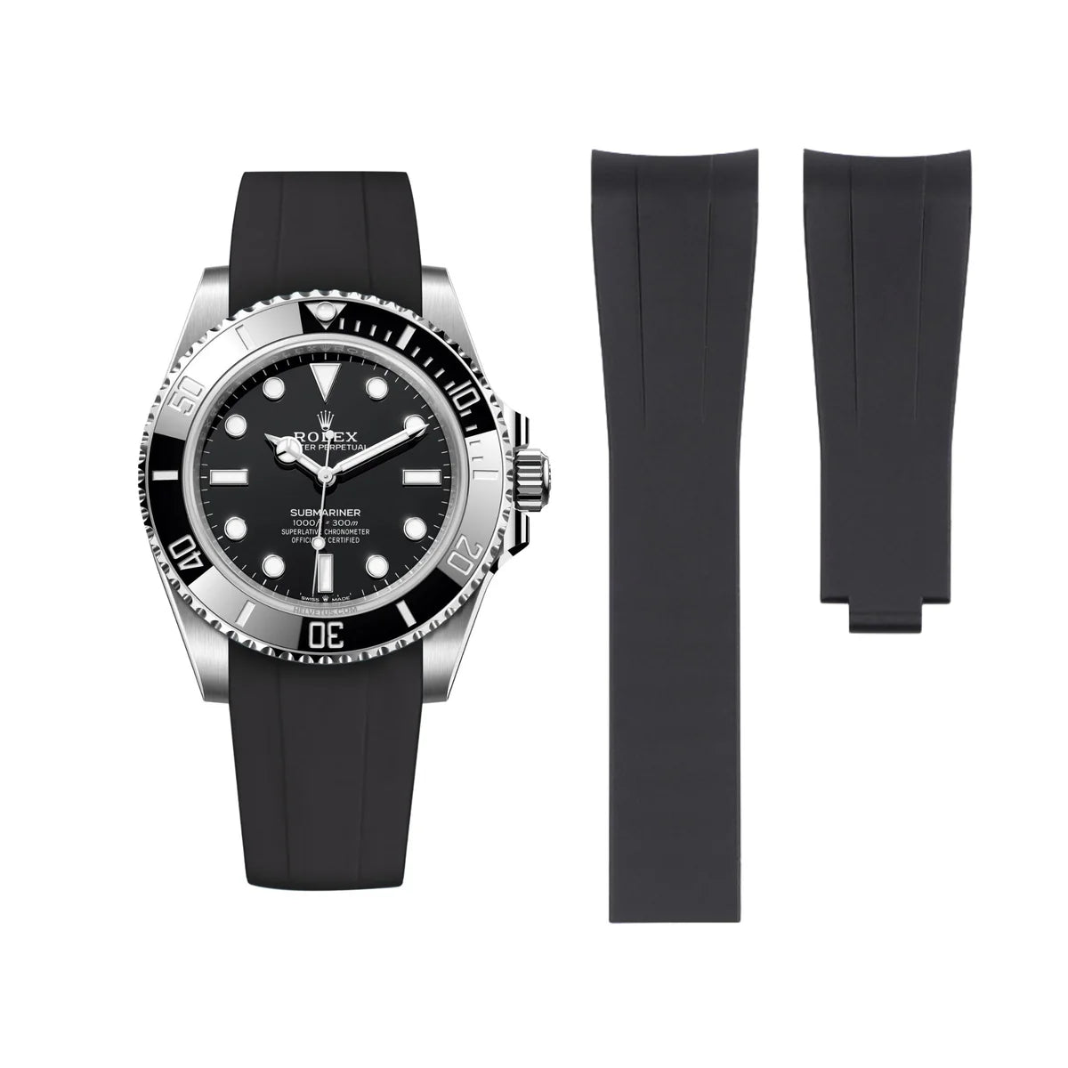 Rubber Strap - For Rolex Submariner - Black